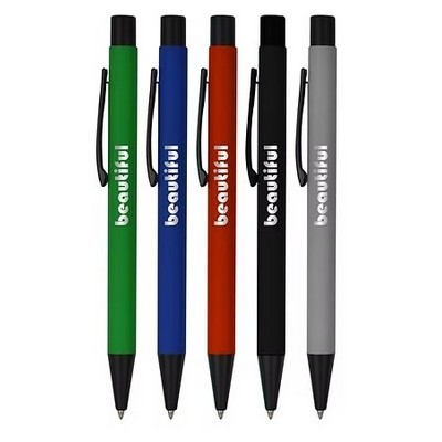 Soft Rubber Click Metal Ballpoint Pen with Chrome